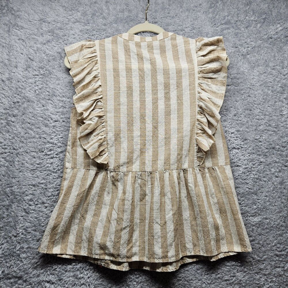 Savanna Jane Bohemian Striped Blouse Size Small Embroidered Ruffle - Picture 10 of 10